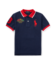 Polo Rl Dark Blue With Red Collar Big Pony Polo Shirt 